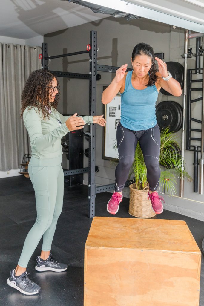 Doris is instructing personal trainer session.